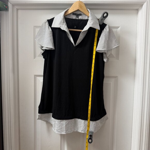 Adrianna Papell Womens Solid Knit Twofer with Printed Woven Combo Pull on size M - Picture 3 of 10